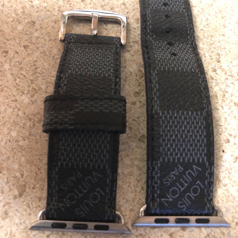 LV Damier ebene graphite Apple watch strap